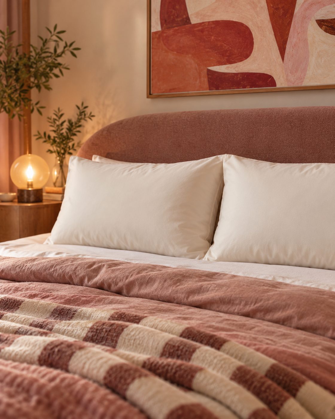 Envelope pillowcase on a made bed